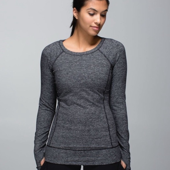 Lululemon Race Your Pace Long Sleeve Top Wee Stripe Black Heathered Black Size 4 - Picture 1 of 9
